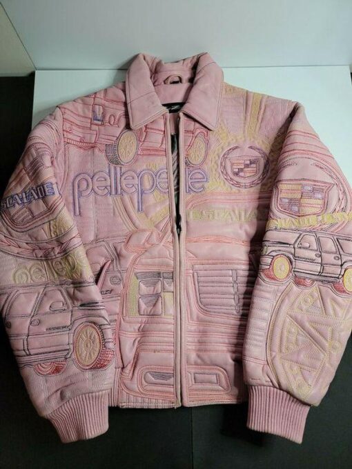 Pelle Pelle Artsy Pink Leather Jacket With Zipper Closure