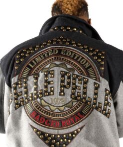 Pelle Pelle Badged Royal Studded Woolen And Leather Jacket