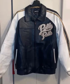 Pelle Pelle Black And White Leather Varsity Jacket.