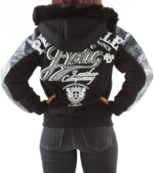 Pelle-Pelle-Black-Exotic-Fur-Hood-Wool-Jacket-1