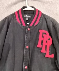 Pelle Pelle Black & Red Canvas Varsity Jacket