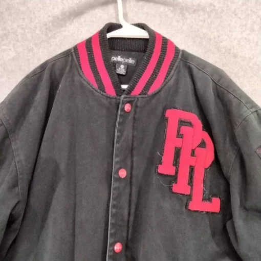 Pelle Pelle Black & Red Canvas Varsity Jacket