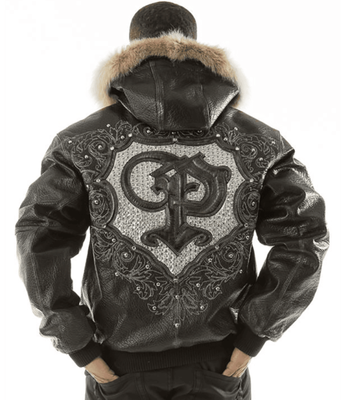 pelle pelle crest fur hood black jacket