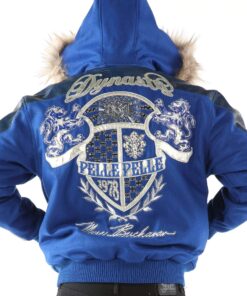 Pelle-Pelle-Dynasty-Blue-Fur-Hood-Wool-Leather-Jacket-2