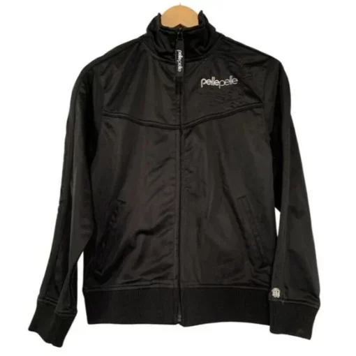 Pelle Pelle Girls Black Full Zip Athletic Track Jacket.