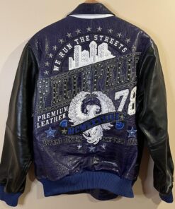 Pelle Pelle Marc Buchanan Blue Rhinestone Studded Leather Jacket