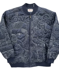 Pelle Pelle Quilted Blue Polyester Bomber Jacket