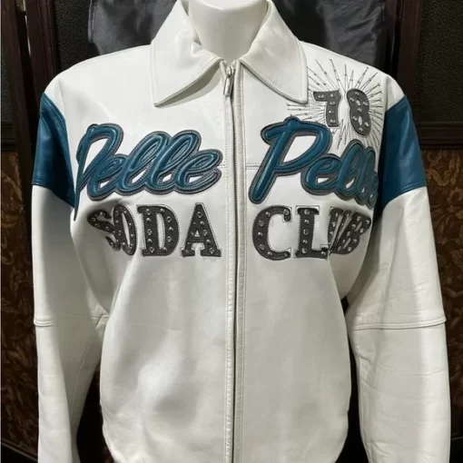 Pelle Pelle Soda Club 1978 White Leather Jacket.