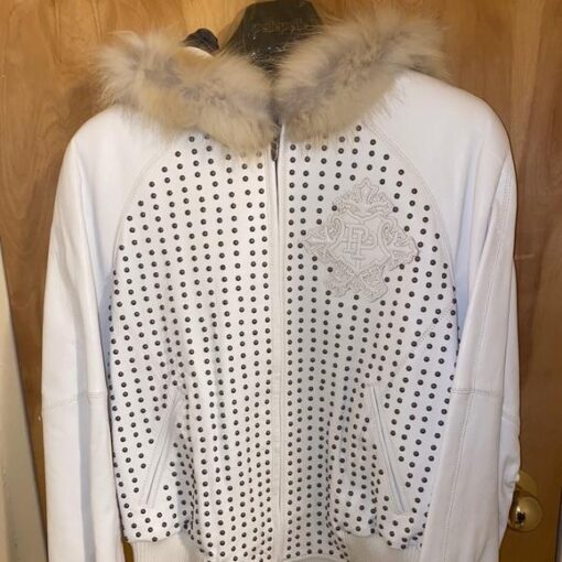 Pelle Pelle White Leather Hooded Jacket