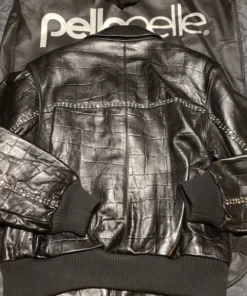 Pelle Womens Black Leather Bomber Jacket.