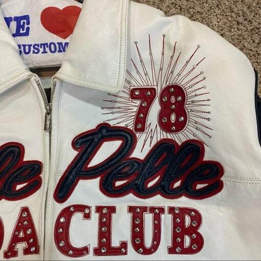 Rare Vintage Leather Pelle Pelle Soda Club White Jacket.