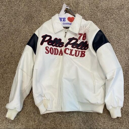 Rare Vintage Leather Pelle Pelle Soda Club White Jacket