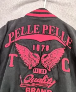 Vintage Pelle Pelle Black & Red Canvas Jacket.