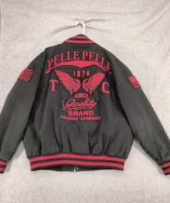 Vintage Pelle Pelle Black & Red Canvas Varsity Jacket