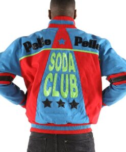 Soda Club Pelle Pelle Red Blue Varsity Wool Jacket