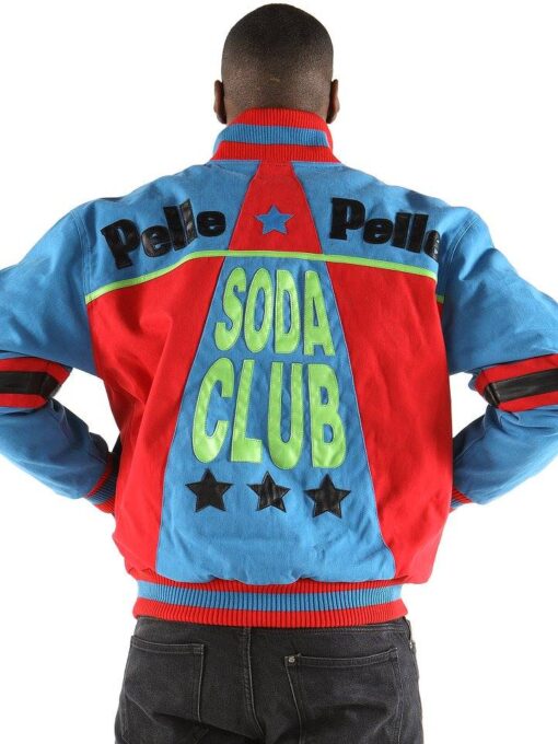 Soda Club Pelle Pelle Red Blue Varsity Wool Jacket