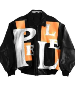 Authentic Pelle Pelle Black Orange Leather Jacket