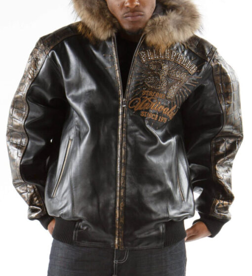 Avant Garde Brown Pelle Pelle Fur Hood Jacket