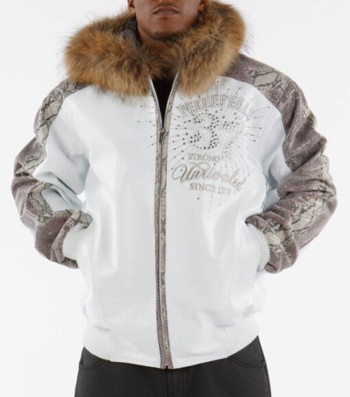 Avant Garde White Pelle Pelle Fur Hood Jacket