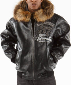 Black Avant Garde Pelle Pelle Fur Hood Jacket