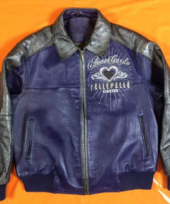 Blue Pelle Pelle Bomber Leather Jacket