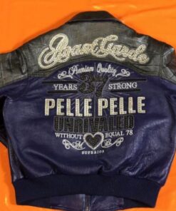 Blue Pelle Pelle Bomber Leather Jacket.