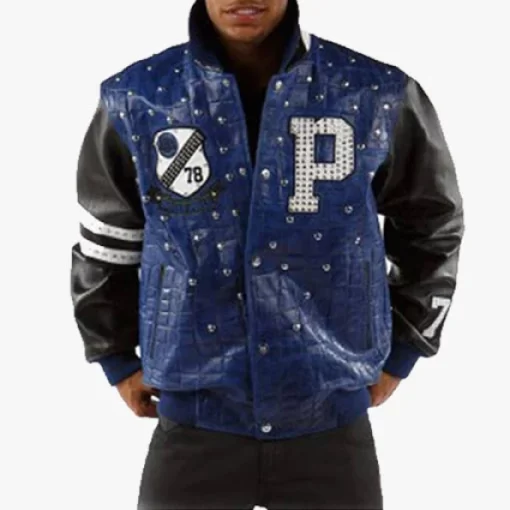 Bold Pelle Pelle Dark Blue Crocodile Leather Jacket