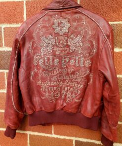 Marc Buchanan Leather Pelle Pelle Red Silver Studded Jacket