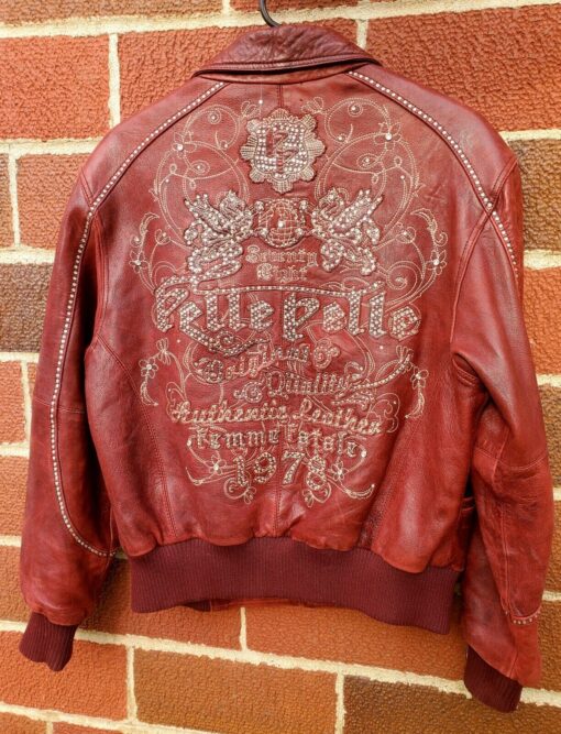 Marc Buchanan Leather Pelle Pelle Red Silver Studded Jacket