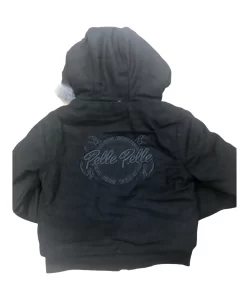 Pelle Pelle Black Wool Hooded Bomber Jacket.