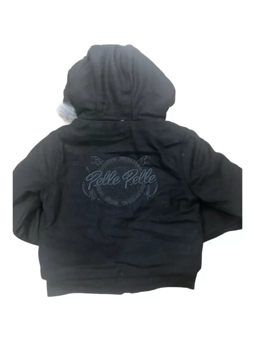 Pelle Pelle Black Wool Hooded Bomber Jacket.