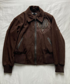 Pelle Pelle Brown Wool Varsity Jacket.