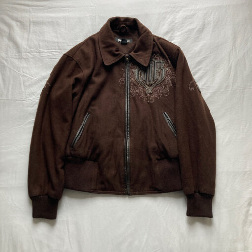 Pelle Pelle Brown Wool Varsity Jacket.