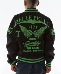 Pelle Pelle Green Black Kids Varsity Wool Jacket.