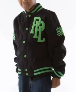 Pelle Pelle Green Black Kids Varsity Wool Jacket