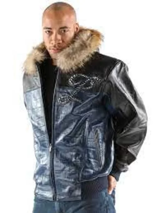 Pelle Pelle Hooded Script Leather Jacket.