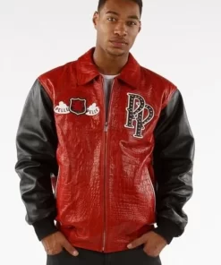 Pelle Pelle Mens Black And Red Winged Leather Jacket