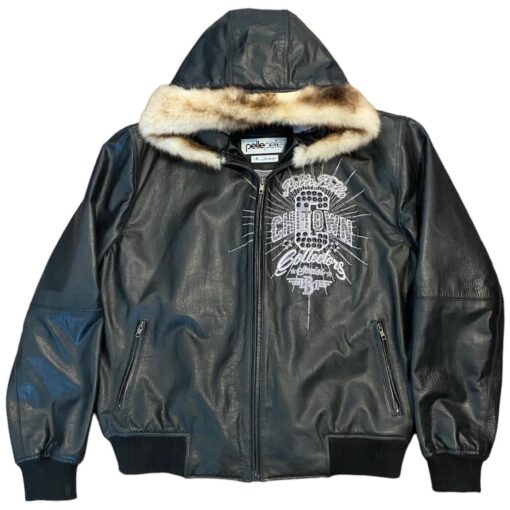 Pelle Pelle Men's Black And Silver Chi-town Jacket