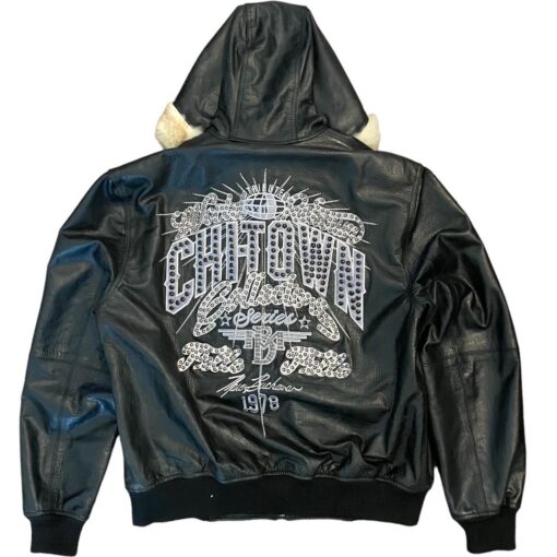 Pelle Pelle Men's Black And Silver Chi-town Jacket.