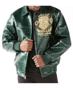 Pelle Pelle Mens Eye On The Prize Green Leather Jacket