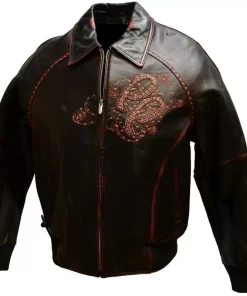 Pelle Pelle Mens Vintage Brown Embroidered Leather Jacket