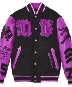 Pelle Pelle New Varsity Black And Purple Plush Jacket