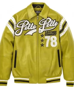 Pelle Pelle Olive Encrusted Varsity Plush Jacket