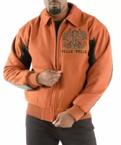 Pelle Pelle Orange Black Leather Wool Jacket