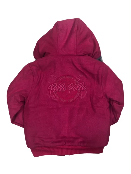 Pelle Pelle Pink Wool Hooded Bomber Jacket.