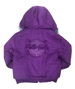 Pelle Pelle Purple Wool Hooded Bomber Jacket.