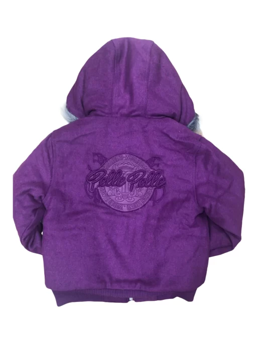 Pelle Pelle Purple Wool Hooded Bomber Jacket.