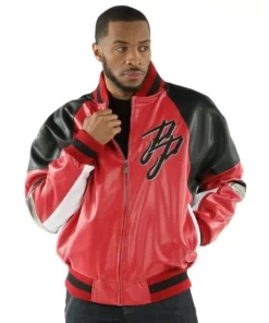 Pelle Pelle Red Black Men Leather Varsity Jacket