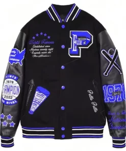 Pelle Pelle Varsity New Black And Blue Jacket