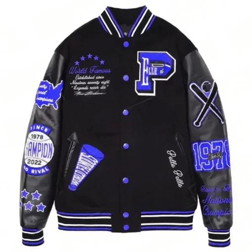 Pelle Pelle Varsity New Black And Blue Jacket